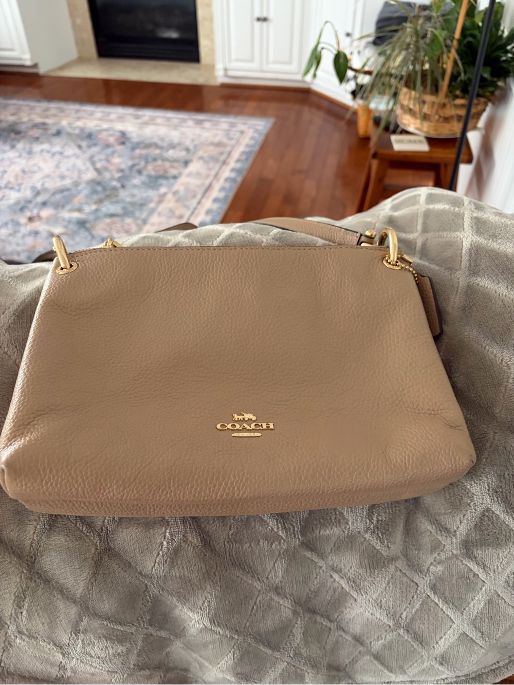 Coach Pebbled Leather Crossbody in Taupe - Picture 3 of 6